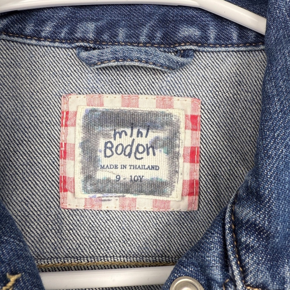 Mini Boden Denim Jacket Kids 9-10Y Blue Classic Stretch Trucker Jean Coat - Picture 3 of 7